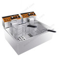 Guangzhou Manufacture Commercial Counter Top 2-Tank 2-Basket Automatic Electric Deep Fryer Factory Price Hot Sale